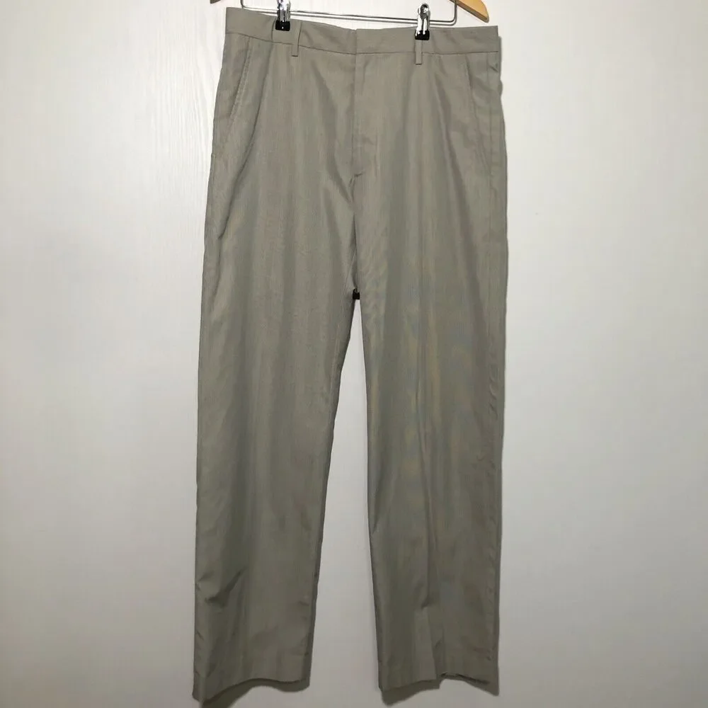 Banana Republic Pants Mens 34 32 Gray Pinstripe Dress Chino Flat Front Preppy